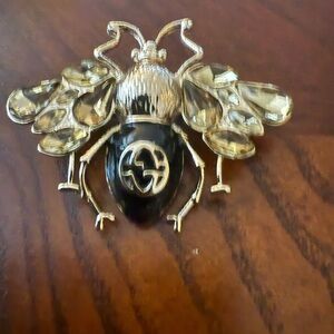 New upcycled Gucci bee Gold and Black Brooch
